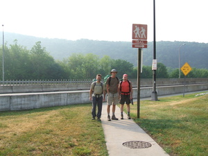 Appalachian Trail Gary, Jamie, & me. North end of the Delaware Water Gap bridge.  I-80