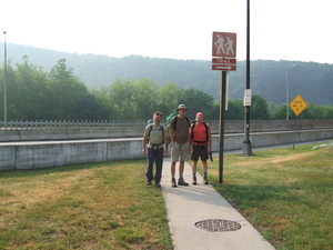 Appalachian Trail Gary, Jamie, & me. North end of the Delaware Water Gap bridge.  I-80