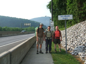 Appalachian Trail Gary, Jamie, & me. North end of the Delaware Water Gap bridge.  I-80