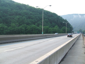 Appalachian Trail Looking toward New Jersey from the Delaware Water Gap bridge.  I-80