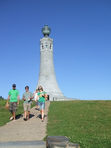 Appalachian Trail Hikers with Mount Graylock Tower