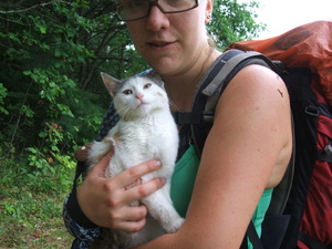 Appalachian Trail Cat with owner