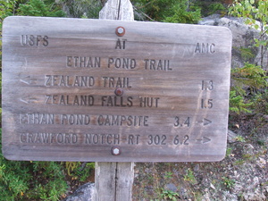 Appalachian Trail Ethan Pond Trail, Zealand Falls Hut 1.5 miles back