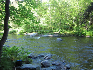 Appalachian Trail Ford, with rope over Big Wilson Stream. I was glad I had my scuba boots.  This ford can be the most difficult in Maine.