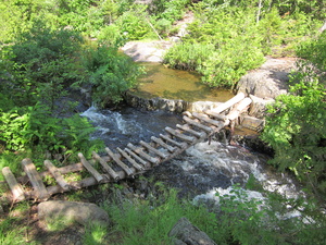 Appalachian Trail Spectacle Pond at lake exit, Goodell Brook