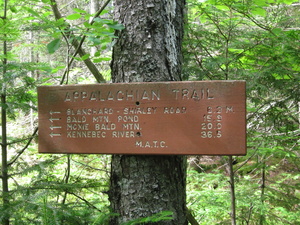 Appalachian Trail Sign south of ME15/ME6 on AT