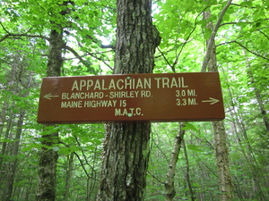 Appalachian Trail Sign at trail to Pleasent Street, Monson, Maine