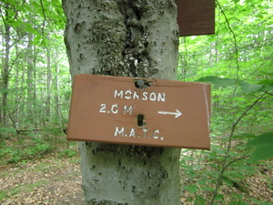 Appalachian Trail Sign at trail to Pleasent Street, Monson, Maine