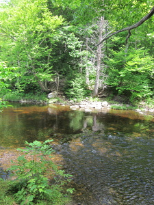 Appalachian Trail South side of ford at East Branch Piscataquis River.  My pack in the forground.