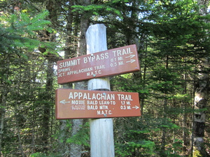 Appalachian Trail North ide summit bypass trail sign