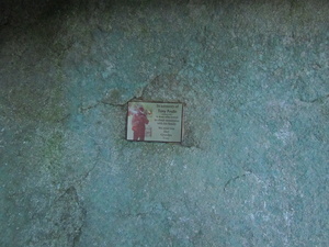 Appalachian Trail Memorial plaque for Tony Poulin. Needs to be removed