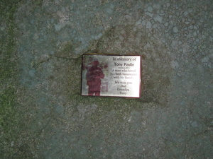 Appalachian Trail Memorial plaque for Tony Poulin. Needs to be removed