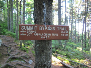 Appalachian Trail South end Moxie Bald bypass trail sign