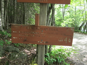 Appalachian Trail Sign at sorth departure from Moxie Pond Road