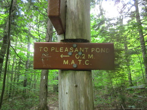 Appalachian Trail Sign for trail to Pleasant Pond Lean-to