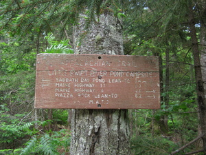 Appalachian Trail Sign at Little Swift River Pond Campsite