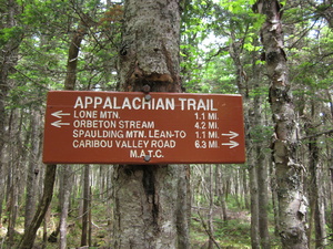 Appalachian Trail Sign at Mt. Abraham Trail