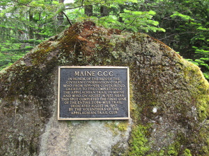 Appalachian Trail Bronze plaque commemorating the August 14, 1937 completion of the trail in Maine.