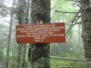 Appalachian Trail Horns Pond Trail preservation sign