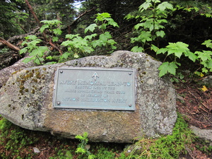 Appalachian Trail Commemorative plaque to MH Avery, Lean-to has been replaced with a campsite