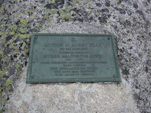 Appalachian Trail Commemorative plaque to Myron H Avery