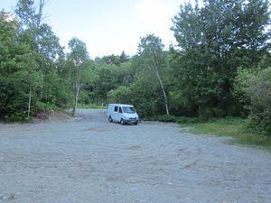 Appalachian Trail Deb arriving at parking area on East Flagstaff Road.