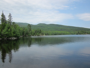 Appalachian Trail Flagstaff Lake with the Bigelow Mountains in the background.