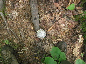 Appalachian Trail AT Survey marker & feet