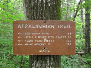 Appalachian Trail Sign South of Long Falls Dam Road