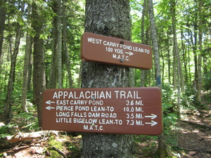 Appalachian Trail West Carry Pond Lean-to sign