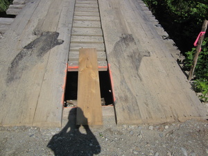 Appalachian Trail Bridge over Sandy Stream and my shadow