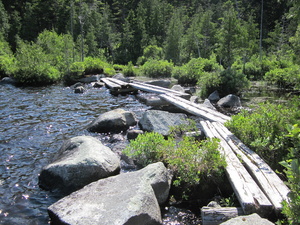 Appalachian Trail Inlet bridge to East Carry Pond (The map shows no outlet)